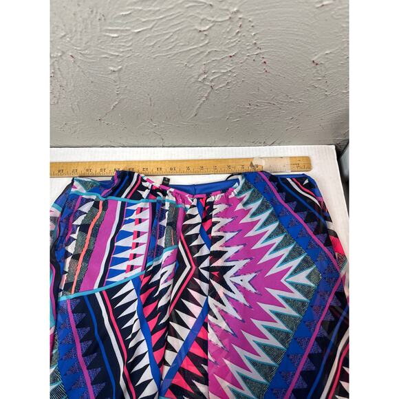 Express Bold Geometric Print Casual Shift Dress Pink Blue Purple Size Medium - Picture 5 of 5